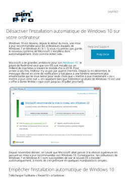 Désactiver l`installation automatique de Windows 10 sur