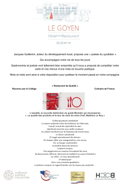 Carte Automne 2016 - Audierne - Hôtel Restaurant Le Goyen à