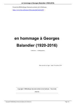 en hommage à Georges Balandier (1920-2016)