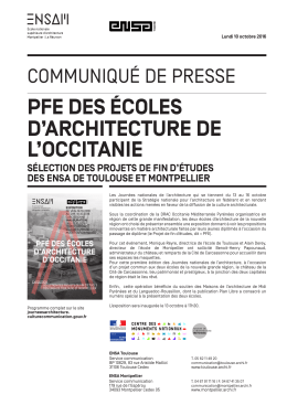 communiqué de presse - École Nationale Supérieure d`Architecture
