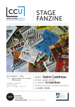 Affiche Stage Fanzine - Centre Culturel Université