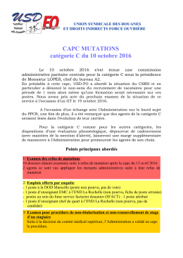 CAPC MUTATIONS catégorie C du 10 octobre 2016