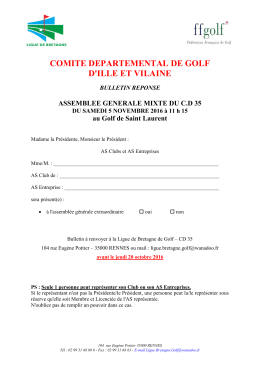 Bulletin dinscription - Ligue de Bretagne de Golf