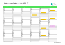 Calendrier Saison 2016-2017