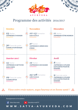 Programme des activités 2016/2017