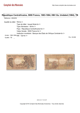 République Centrafricaine, 5000 Francs, 1983