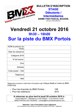 Bulletin d`inscription - BMX Portes les Valence