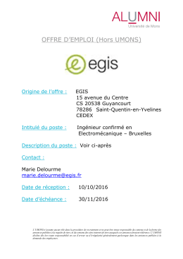 20161010 OE414 EGIS Ingénieur confirmé en Electromécanique