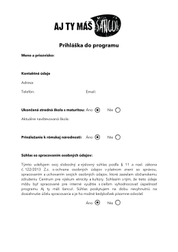 Prihl&aacute;&scaron;ka do programu