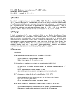POL 2250 - Syst&egrave;mes internationaux, 19e et 20e si&egrave;cles Professeur