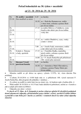 Pořad bohoslužeb 23.10.2016