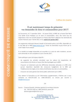 Politique de dons et de commandites de la MRC de la Haute