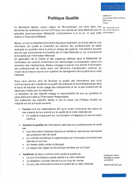 Politique Qualit&eacute;