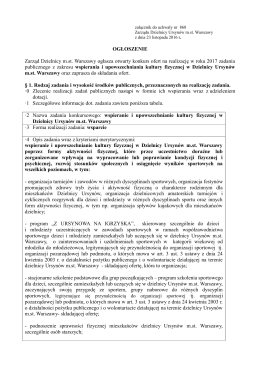 OGŁOSZENIE Zarząd Dzielnicy m.st. Warszawy ogłasza otwarty