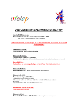 Calendrier compétition UFOLEP 2016-2017