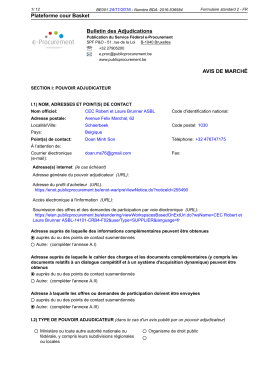 Plateforme cour Basket Bulletin des Adjudications AVIS DE MARCHÉ