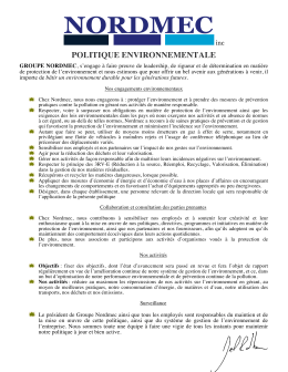 POLITIQUE ENVIRONNEMENTALE