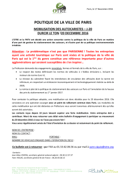 POLITIQUE DE LA VILLE DE PARIS