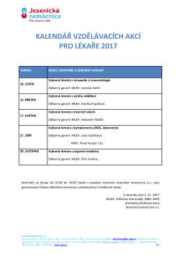kalendář vzdělávacích akcí pro lékaře 2017