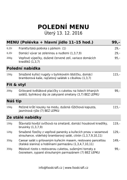 poledn&iacute; menu - restaurace v OD kika
