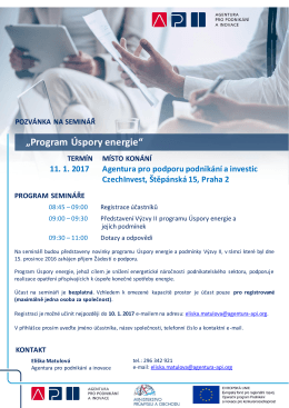 &bdquo;Program &Uacute;spory energie&ldquo; (CzechInvest 12/2009)