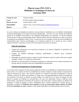 Plan de cours PSY-3129 A M&eacute;thodes et techniques d`entrevue