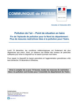 Plus de mesures restrictives liées à la pollution pour l`Isère.