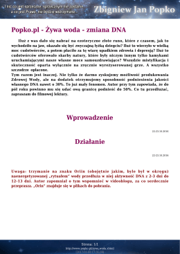 Popko.pl - Żywa woda - zmiana DNA Wprowadzenie Działanie