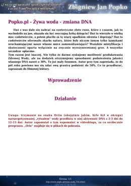Popko.pl - Żywa woda - zmiana DNA Wprowadzenie Działanie