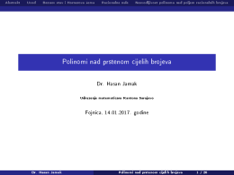 Polinomi s cjelobrojnim koeficijentima (Prof. Dr. Hasan Jamak)