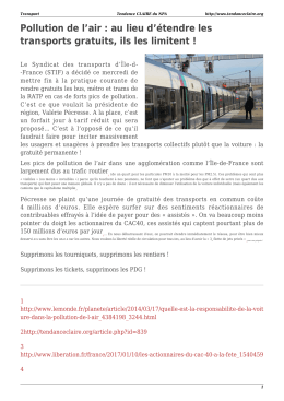 Pollution de l`air : au lieu d`&eacute;tendre les transports gratuits, ils les