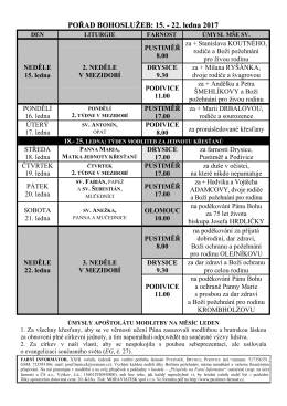 POŘAD BOHOSLUŽEB - Farnost Pustiměř