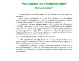 Populariser les math&eacute;matiques
