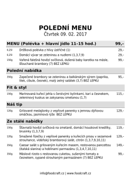poledn&iacute; menu - restaurace v OD kika