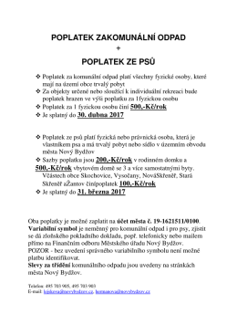 Poplatek za komun&aacute;ln&iacute; odpad a ze psů