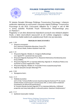 POLSKIE TOWARZYSTWO FIZYCZNE W imieniu Zarządu