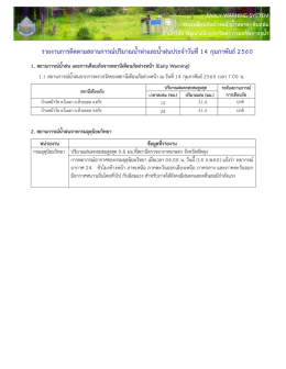 รายงานสถานการณ์ Early Warning