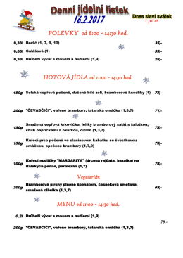 POL&Eacute;VKY od 8:00 - 14:30 hod.