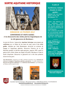 Voir le programme - Aquitaine Historique