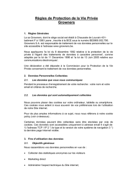 Politique de confidentialit&eacute; et Cookies