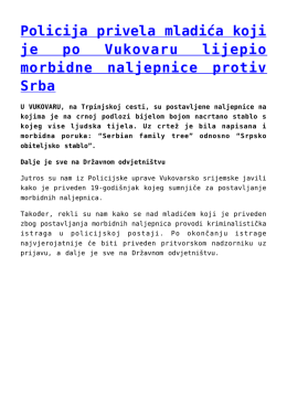 Policija privela mladića koji je po Vukovaru lijepio