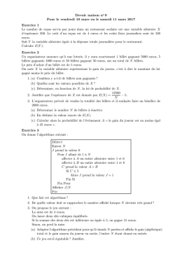 Devoir maison no 9 Pour le vendredi 10 mars ou le samedi 11 mars