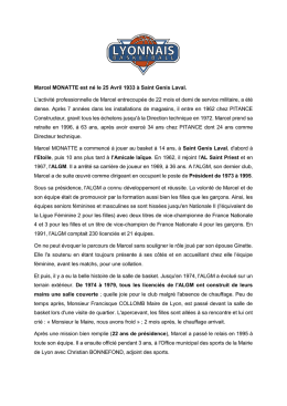 Présentation Marcel Monatte - Ligue du Lyonnais de Basket