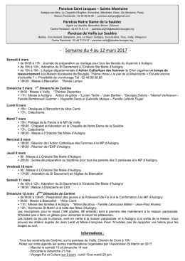 Semaine du 4 au 12 mars 2017