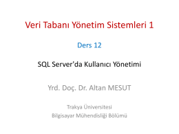 SQL Server`da Kullanıcı Yönetimi - Altan MESUT