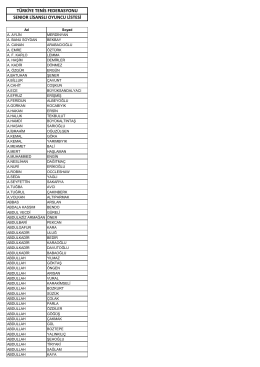 türkiye tenis federasyonu senior lisanslı tenisçi listesi
