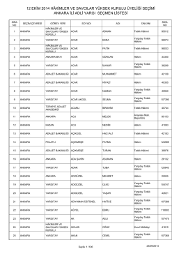 ankara ili adli yargı seçmen listesi 12 ekim 2014 hâkimler ve savcılar