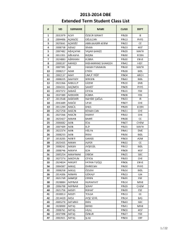 2013-2014 DBE Extended Term Student Class List