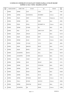 edirne ili adli yargı seçmen listesi 12 ekim 2014 hâkimler ve savcılar