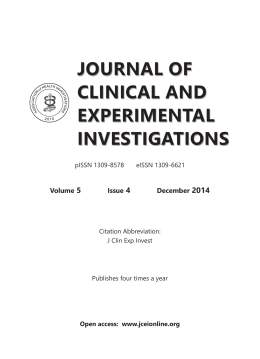 İçindekiler Dosyası - Klinik ve Deneysel Araştırmalar Dergisi